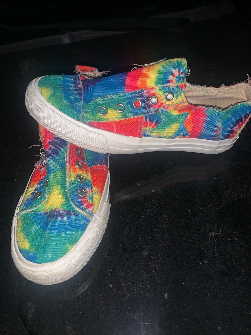 Gypsy Jazz Tie-Dye Slip-On Sneakers - Rainbow Tie-Dye